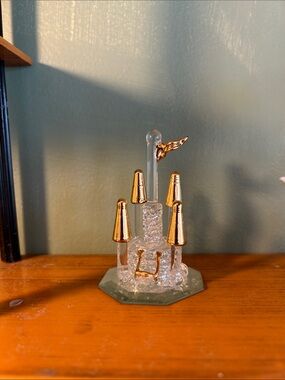 Glass Ring Holder with Gold-Tipped Prongs